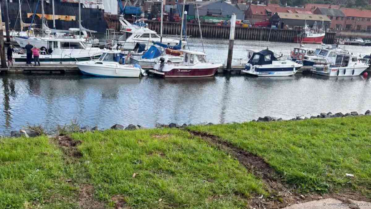 Car becomes 'fully submerged' in Whitby Harbour - as hero passerby pulls driver from water