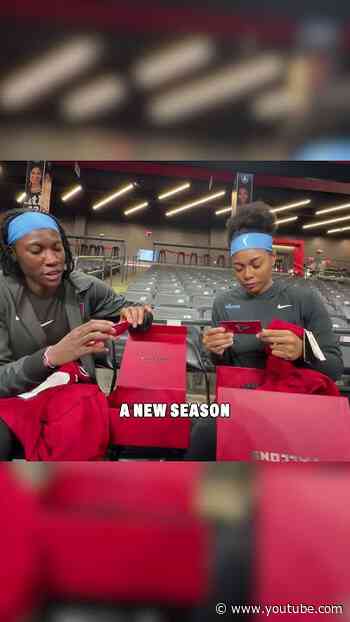 Rhyne Howard and Allisha Grey see their custom Falcons jerseys for the first time 👀 #nfl