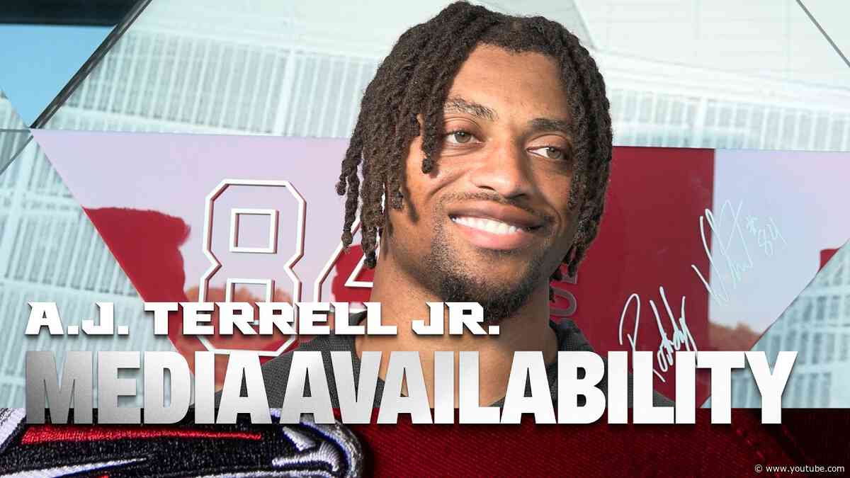 Atlanta Falcons cornerback A.J. Terrell Jr. speaks to the media post-practice