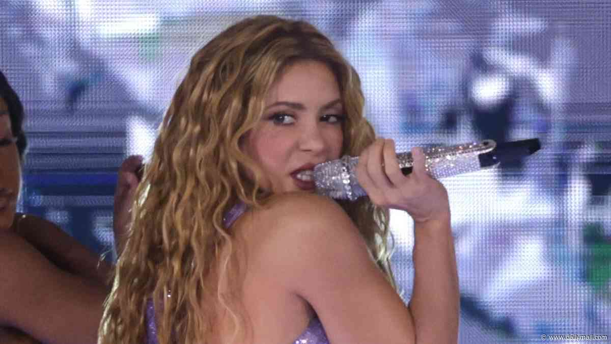 Shakira, 49, looks incredible in a purple sequin minidress as she kicks off her 12-night European residency in Spain