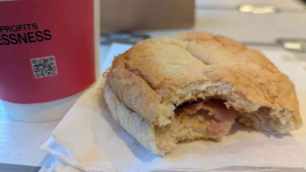 I took a train from Manchester Piccadilly and had quite possibly the worst bacon barm of my life