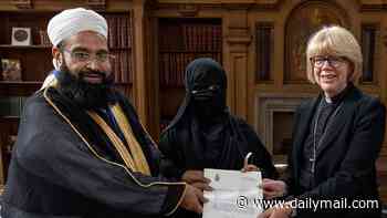 Archbishop of Canterbury is accused of condoning repression of Muslim women after she is pictured with covered wife of Islamic cleric who honoured Osama bin Laden