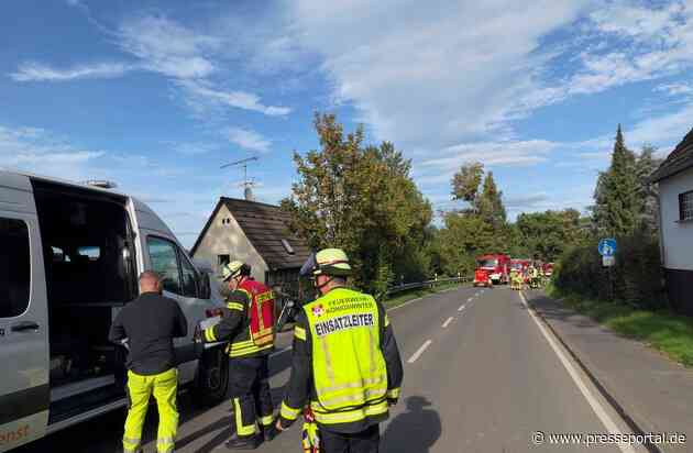 FW Königswinter: Gasleitung bei Baggerarbeiten in Königswinter-Heisterbacherrott beschädigt
