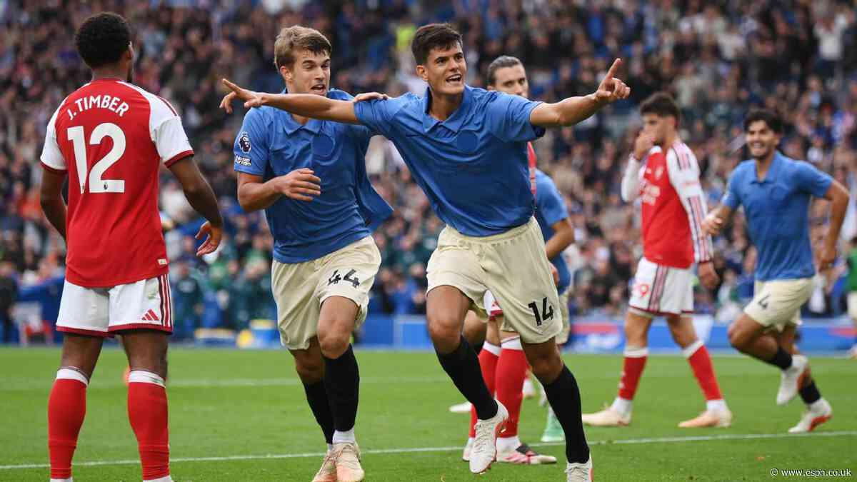 Brighton rout Arsenal to end Gunners' 100% record