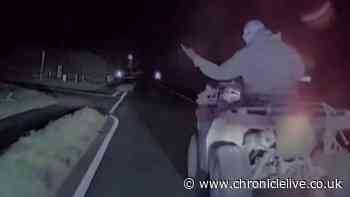 Watch as hooded quad biker leads police on dangerous night-time chase