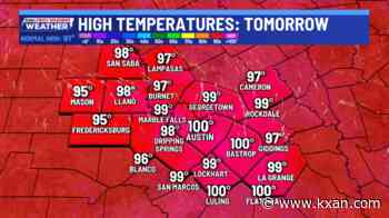 Near triple digit heat, isolated rain chances start Monday