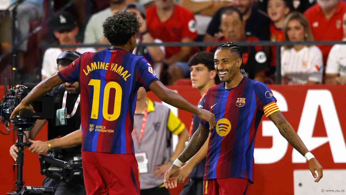 FC Barcelona blijft foutloos dankzij hattrick Raphinha, Noslin scoort bij zege Lazio