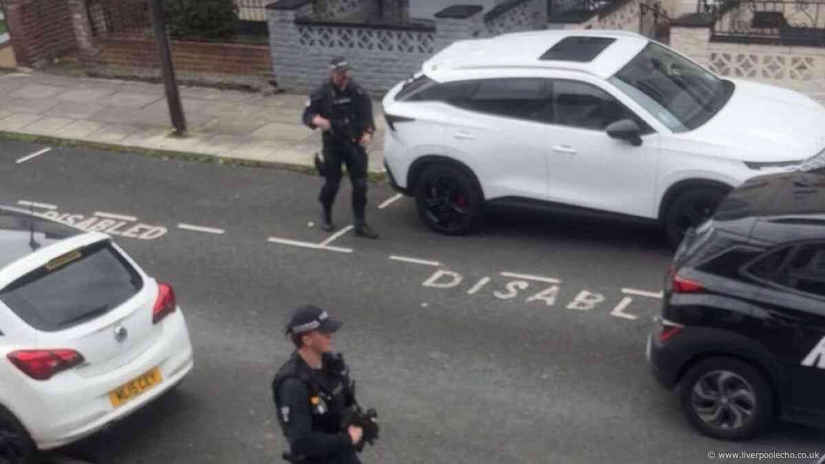 Weapons seen, car damaged and arrest made as armed police descend on city street