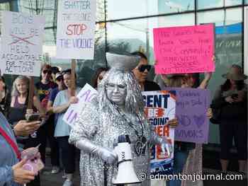 "No means no": Protesters gather outside Rogers Place in a show of anger over Formenton signing