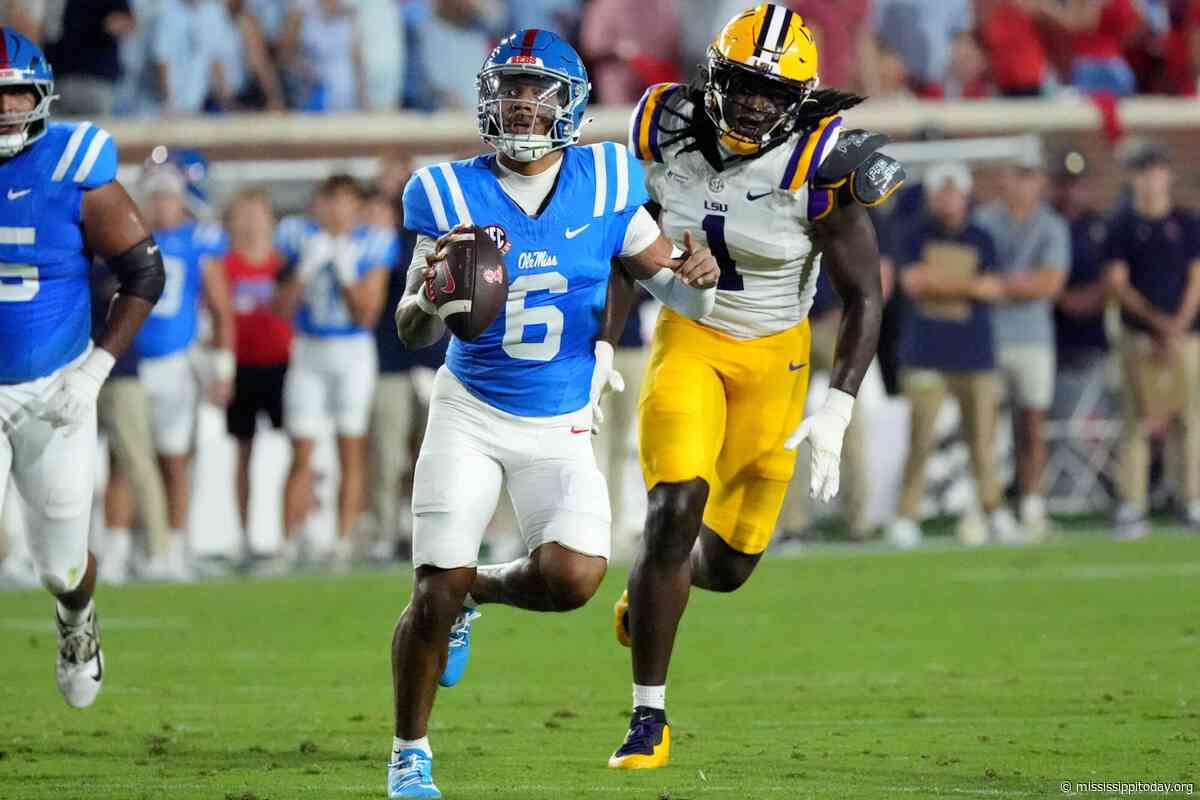 Trinidad Chambliss leads No. 8 Mississippi past No. 7 LSU 32-24 in Lane Kiffin’s return to Ole Miss