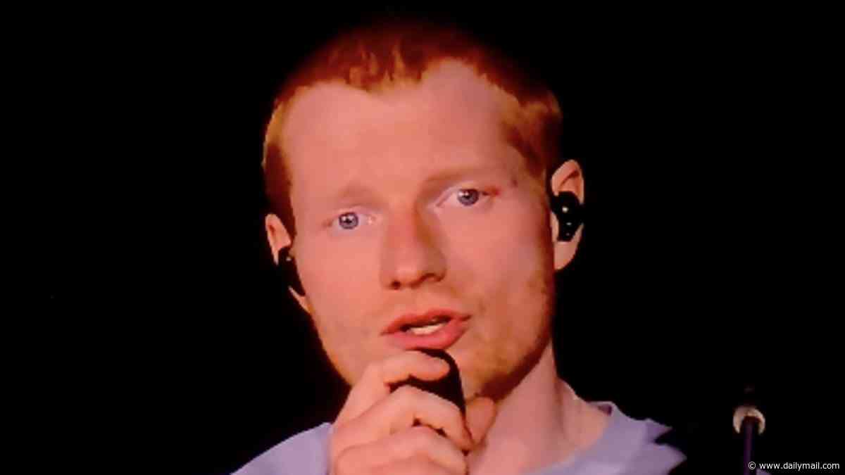 Weepy Ed Sheeran says 'America is a scary place right now' as he lectures fans after bowing to pressure over stance on Israel