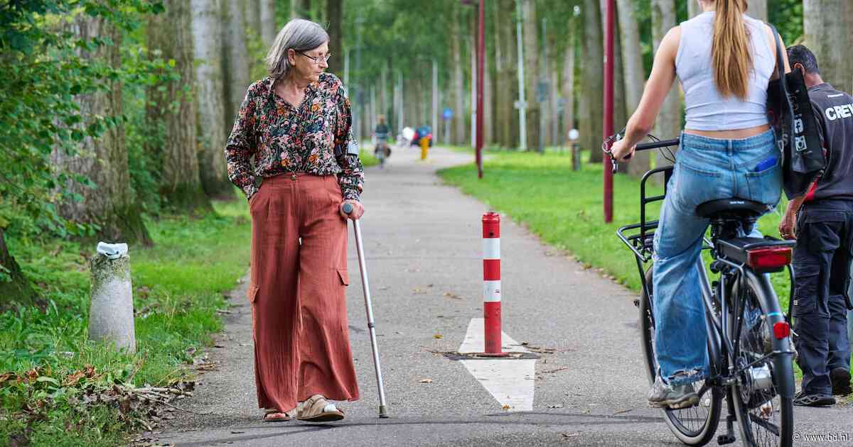 Dit paaltje maakte abrupt een einde aan het relaxte fietsritje van Gerrie en ze is lang niet de enige