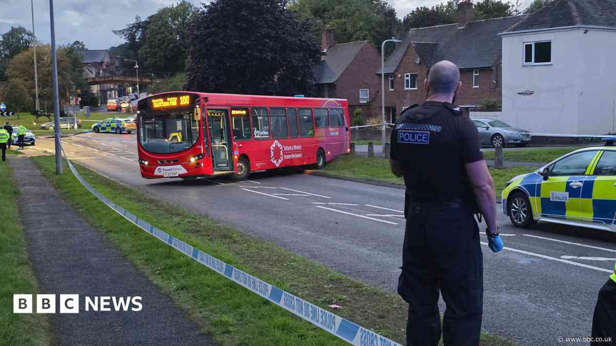 Single decker bus stolen and driven into cars