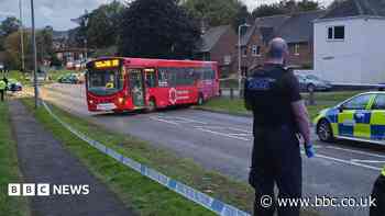 Single decker bus stolen and driven into cars