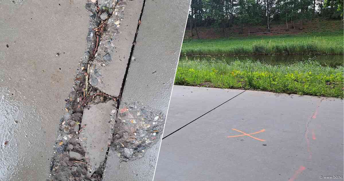 Na nog geen jaar verbrokkelt het nieuwe fietspad langs het Drongelens Kanaal en ruziën partijen over de schuld