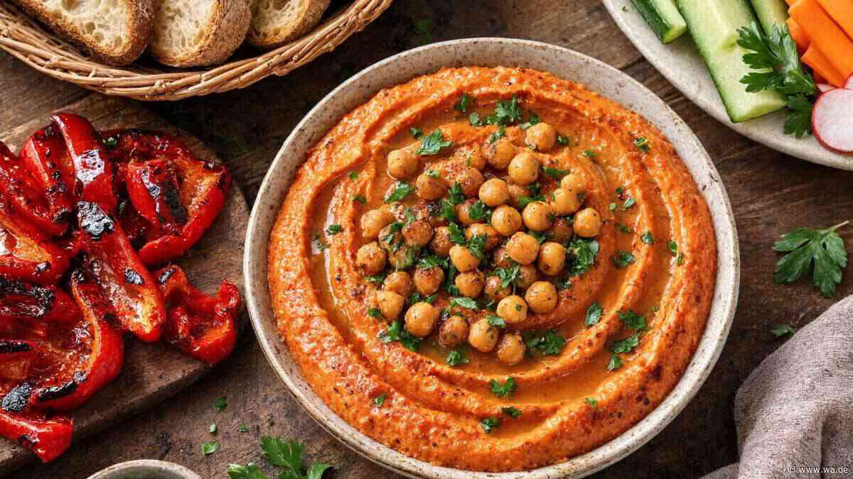 Paprika-Hummus aus dem Ofen: Cremiger Dip mit feiner Rauchnote