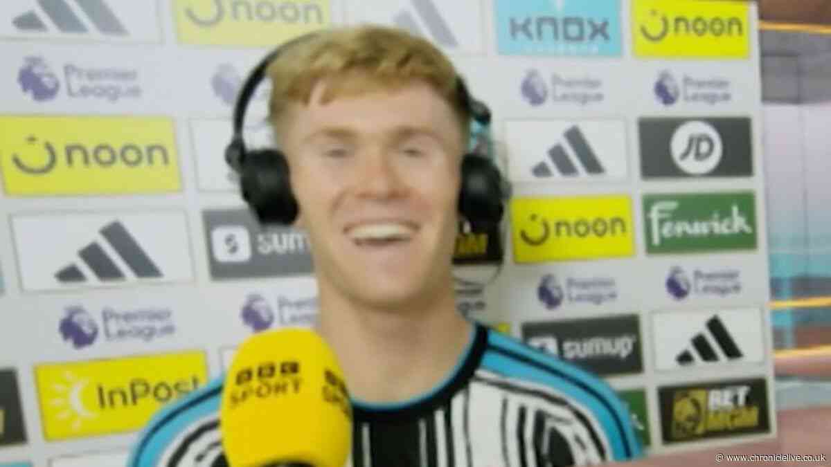 BBC pundit plays trick on Newcastle star Lewis Hall on live TV - 'I was waiting!'