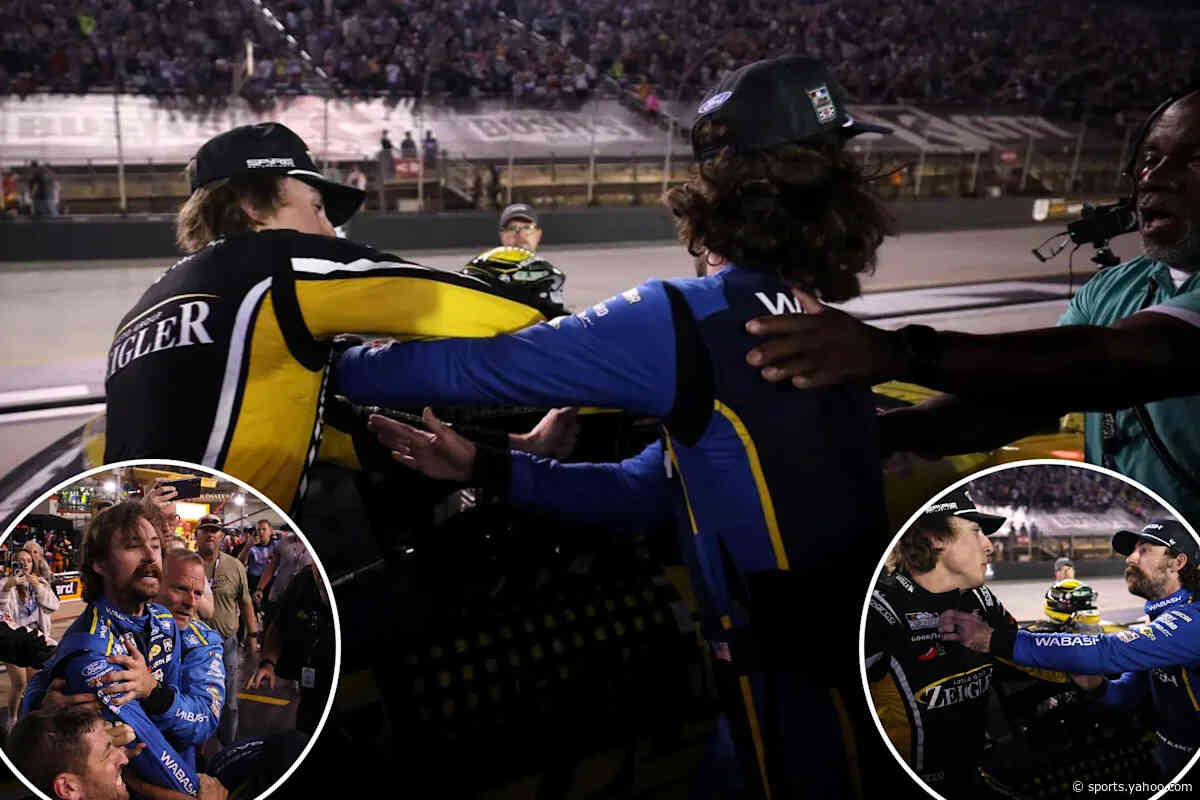 NASCAR stars Carson Hocevar, Ryan Blaney brawl on pit road after Bristol night race