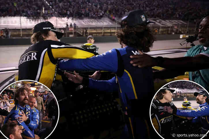 NASCAR stars Carson Hocevar, Ryan Blaney brawl on pit road after Bristol night race