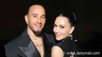 Kim Kardashian matches Lewis Hamilton in Saint Laurent as she plays smitten plus one at his star-studded LA gala after jetting in from London together