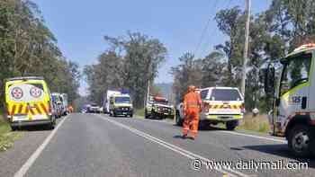 Motorbike rider is killed and another critical in hospital after ute towing a horse float rolled on country road