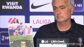 Jose Mourinho RAGES at 'poor' Madrid derby referee, insisting he 'couldn't handle the pressure' - as he prints out photos of missed red cards in latest rant