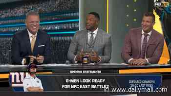 Michael Strahan gets carried away on Fox NFL Sunday as Rob Gronkowski calls out 'crazy' claim... but Terry Bradshaw 'wants some of that'