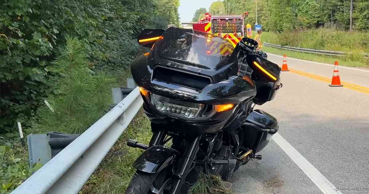 Motorcycle crash leaves rider with broken hand and jaw
