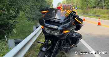 Motorcycle crash leaves rider with broken hand and jaw