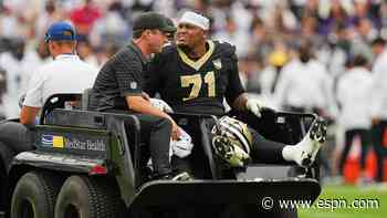 Saints left tackle Banks carted off with ankle injury