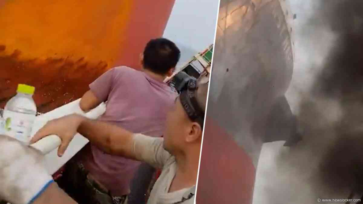 Harde botsing: twee schepen rammen elkaar op open zee