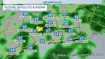Showers through a cooler Sunday, a little breezy late tonight