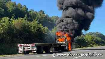 Tractor-trailer fire closes I-84 West in Middlebury