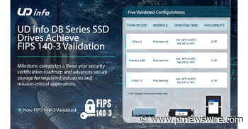 UD Info DB Series SSD Drives Achieve FIPS 140-3 Validation