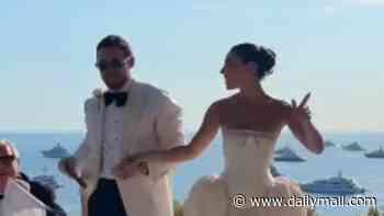 Love Island's Francesca Allen stuns in a strapless wedding dress with a dramatic train as she marries Ed Crossan in a lavish Monaco ceremony
