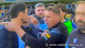 Ex-Wales rugby international breaks up scuffle in top football match as tensions boil over
