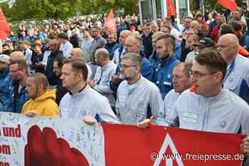 Automobil-Branche in der Krise: Protest vorm Tor des Chemnitzer VW-Motorenwerks