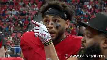 Furious Falcons star Drake London in foul-mouthed confrontation with fan after being targeted with 'personal' insults