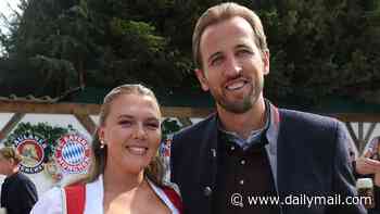 England's captain goes German! Harry Kane and wife Kate sip huge beers at Oktoberfest on day out with his Bayern Munich team-mates and their WAGs