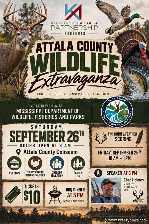 Wildlife Extravaganza Scheduled for September 26 at Attala County Coliseum