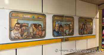 All the Famous Faces in Monument Metro station mural in Newcastle city centre on 30th anniversary