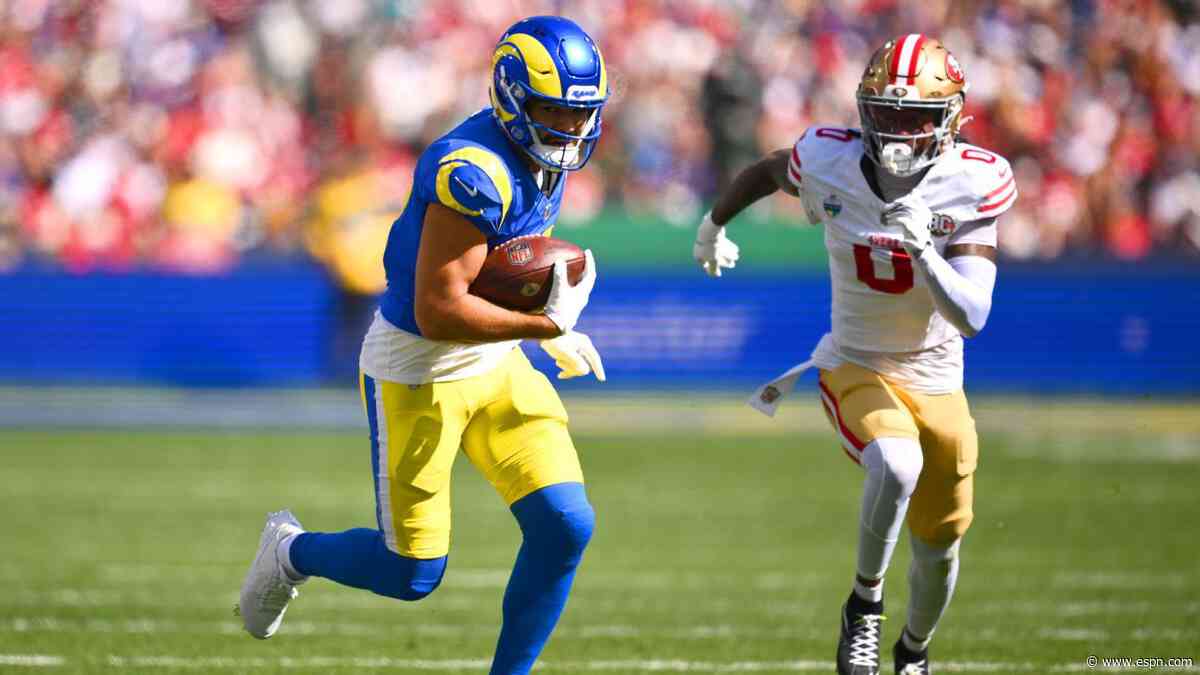 Rams star WR Nacua (hip) inactive for 'MNF' vs. Giants