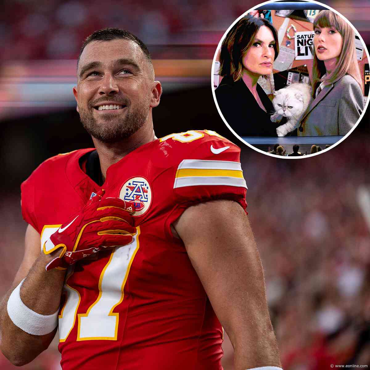 Travis Kelce Has NSFW Reaction to Taylor Swift’s SVU-Themed Emmys Skit