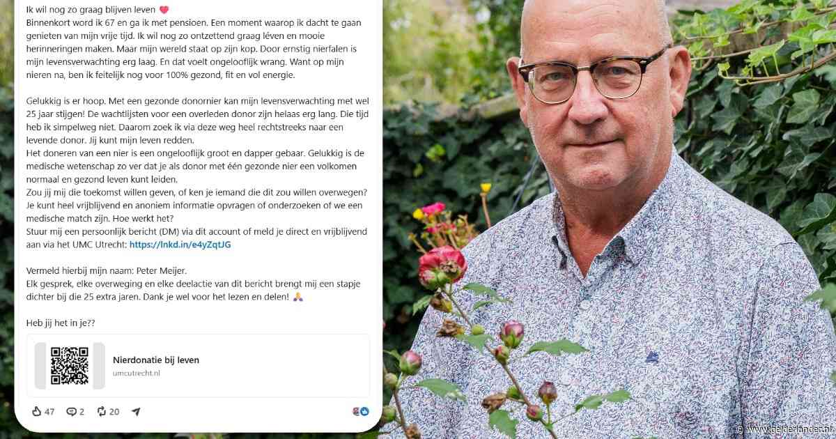 Peter zet een oproep op zijn LinkedIn: niet voor een nieuwe baan, maar een nieuwe nier