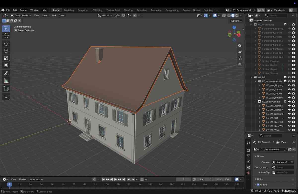 Vom 2D-Plansatz zum 3D-Modell in Blender: Modellieren mit Python, weiterarbeiten per Computer Use