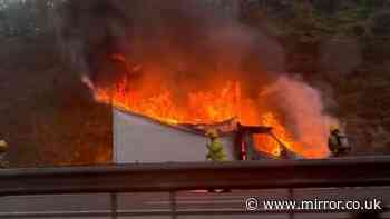M5 traffic: Huge lorry fire on southbound motorway with 45 minute delays