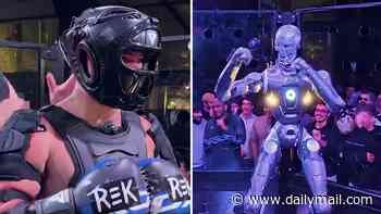 Man vs robot: Influencer takes on 6ft humanoid in a terrifying cage fight - and it doesn't end well for him