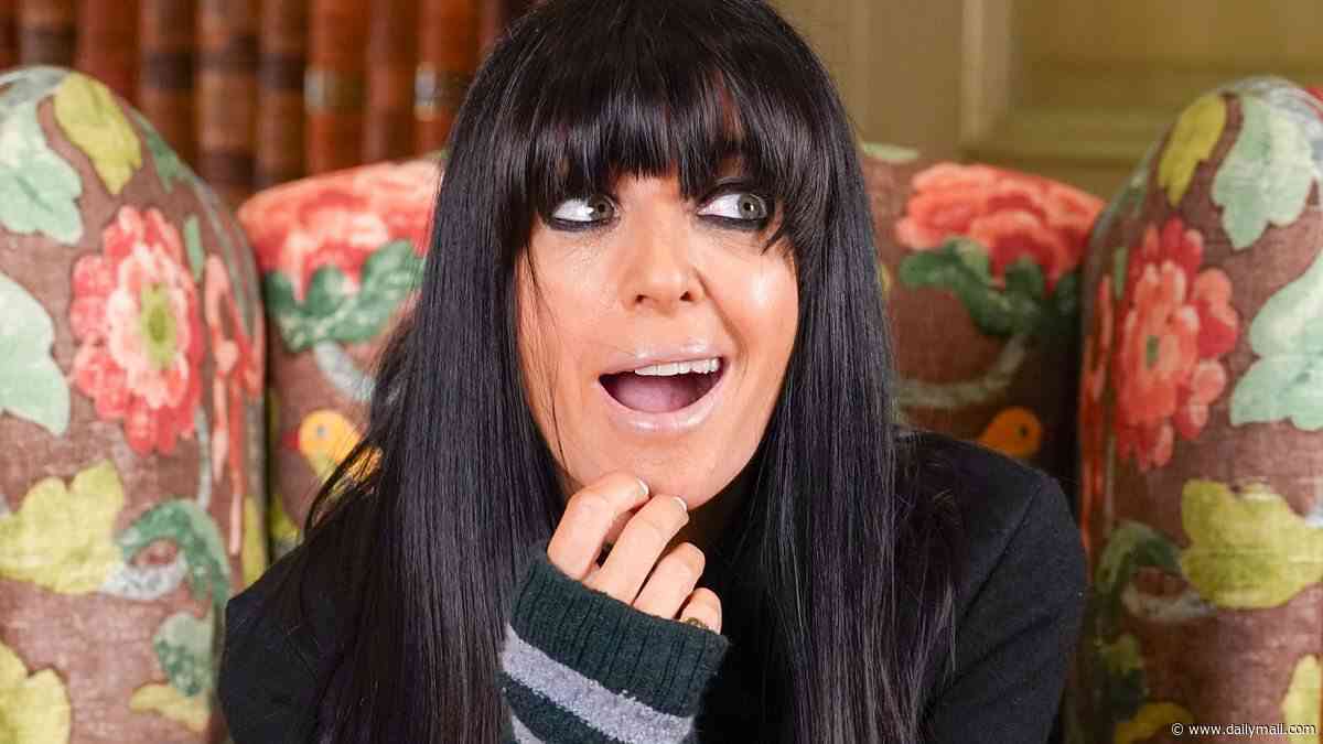 Claudia Winkleman wears fingerless gloves in 25C heat and a 'Faithful' blazer as she attends the hotly anticipated launch of Celebrity Traitors series two