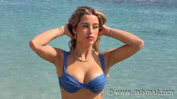 Love Island Australia star Yana Marks shows off the results of her recent boob job while on holiday in Greece