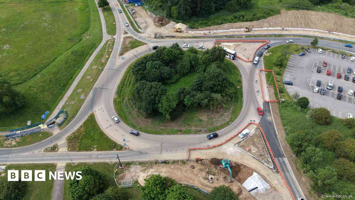 Road closure as roundabout upgrade work continues